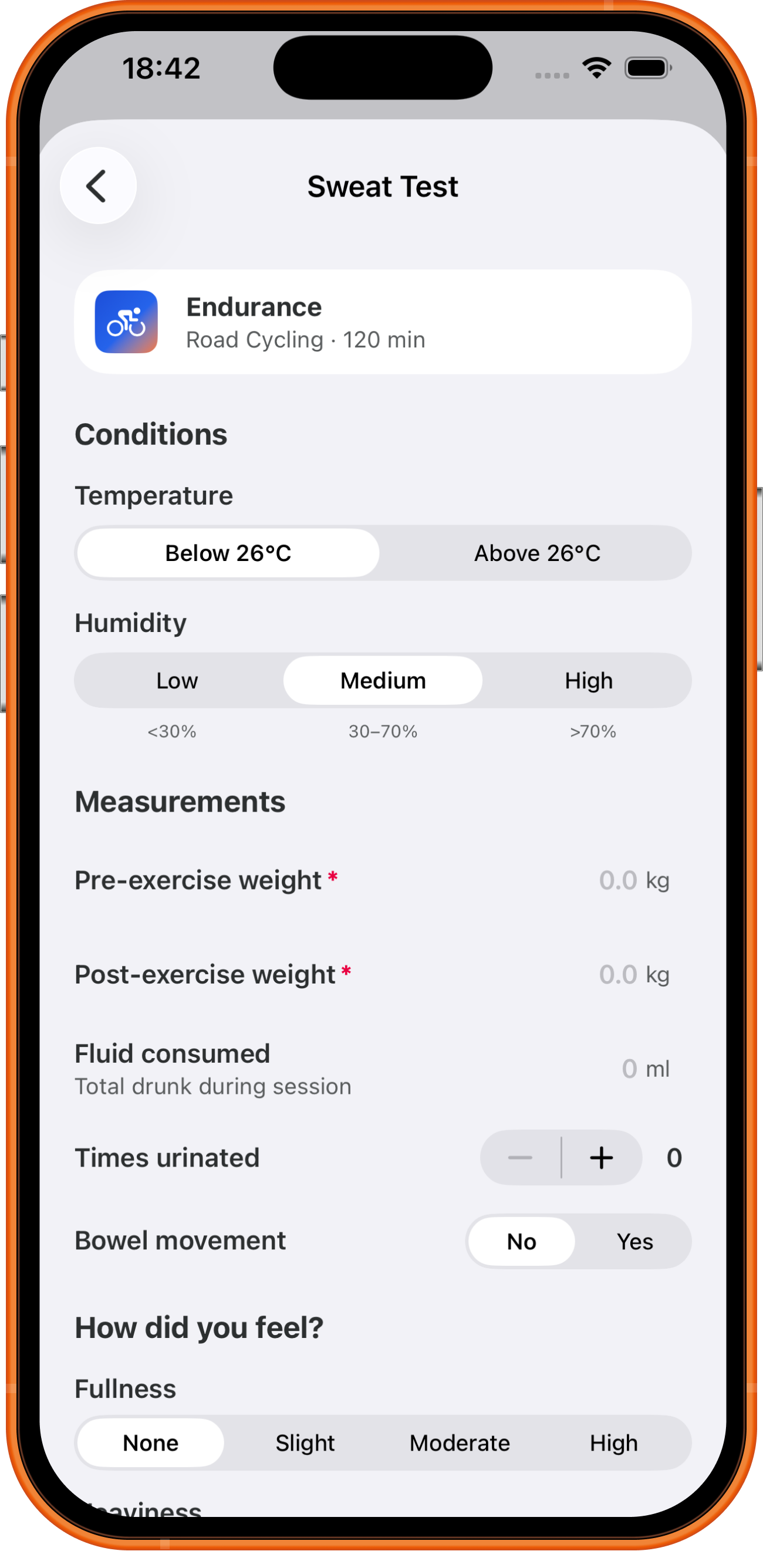 The calculated sweat rate and fluid target